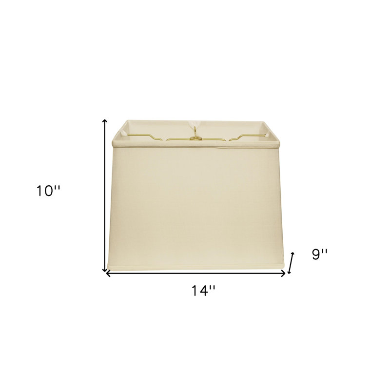 Ivory Throwback Rectangle Pongee Silk Lampshade, 10" H x 14" W x 9" D