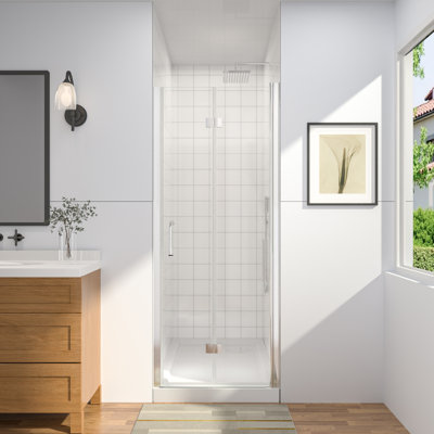 30-32 in.W x 72 in.H Bifold Frameless Glass Shower Door, Folding Frameless Shower Door.