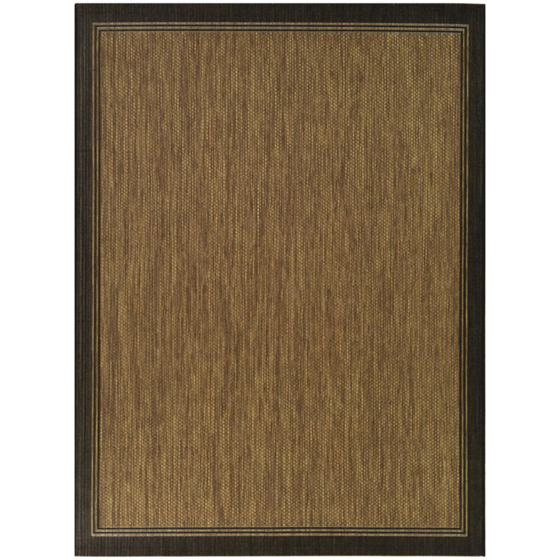 Kennaway Brown Indoor/Outdoor Border Patio Area Rug, Rectangle 7'10" x 9'10"