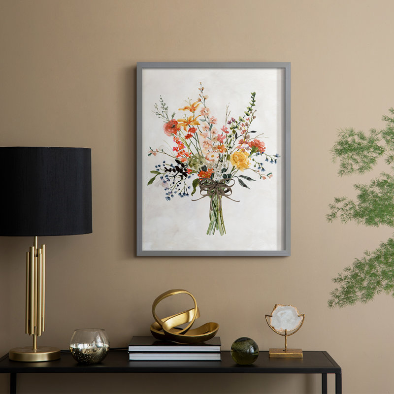 «Favorite Picks Bouquet II», reproduction encadrée - bois massif, Gris, H 21 po x l 17 po