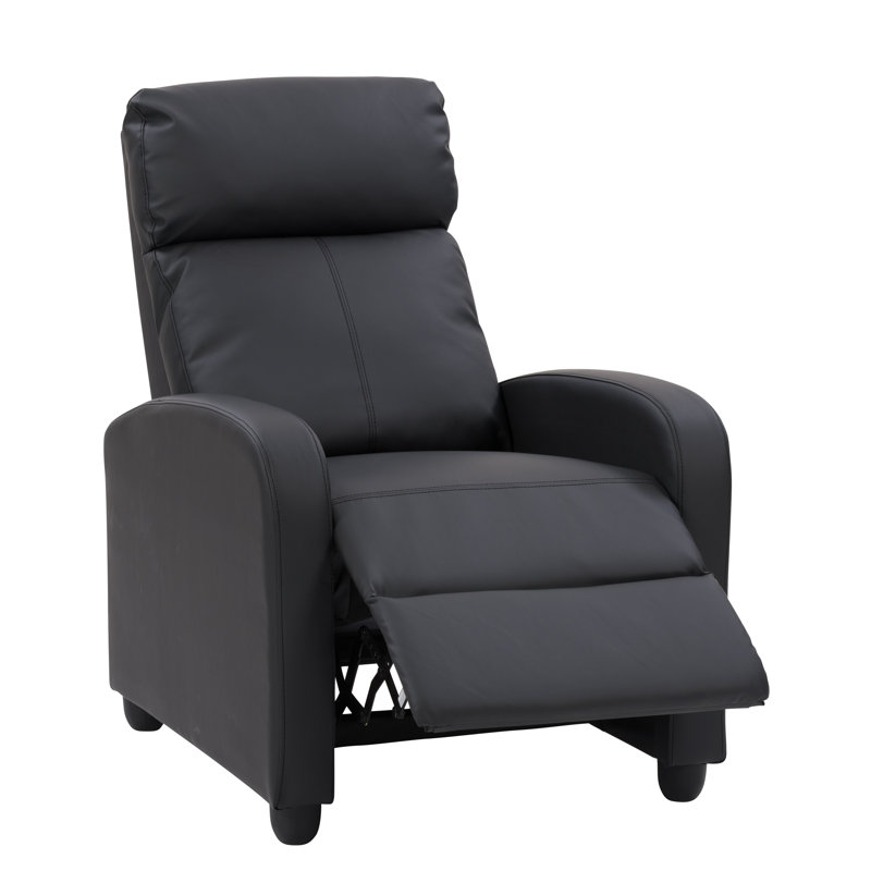 Faux Leather Recliner, Black Faux Leather