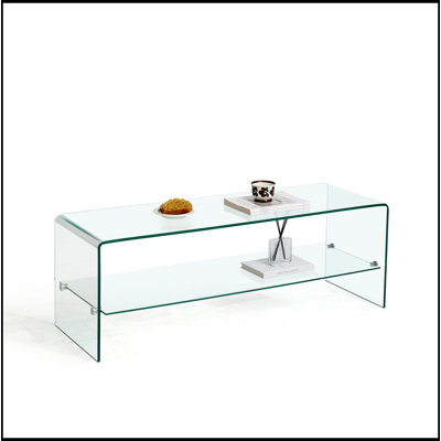 Clear Glass TV Table, Tempered Clear Glass TV Stand For Living Room