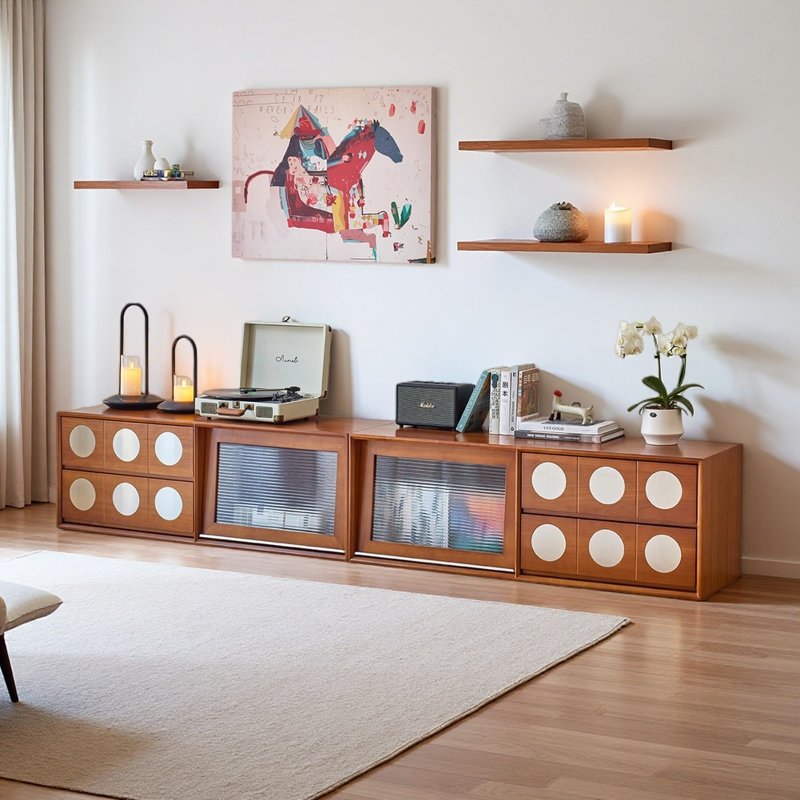 Meuble télé brun français au design rétro
