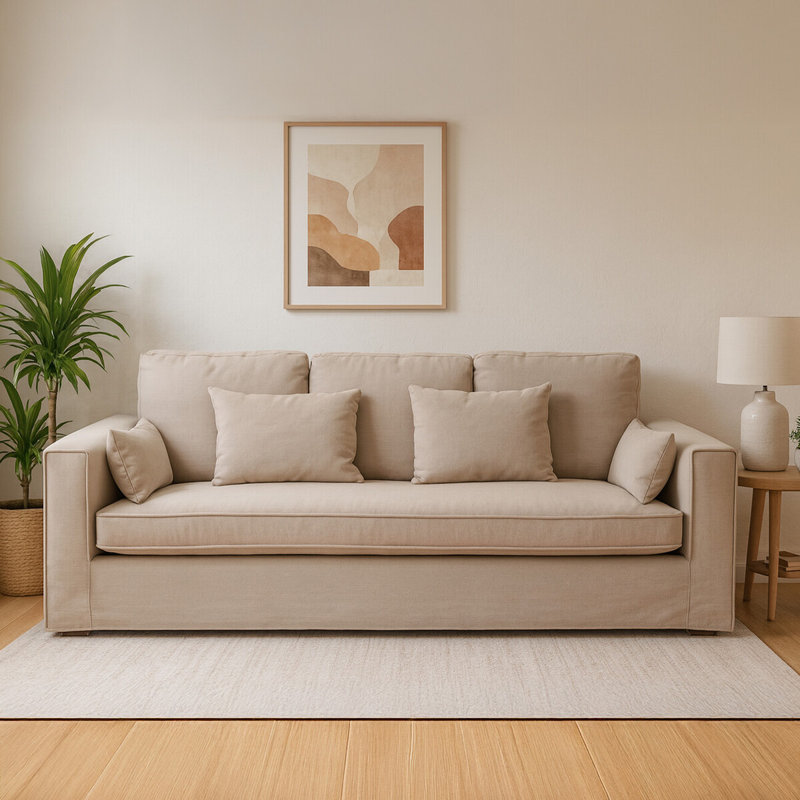 Graceann 3 Seater Linen Blend Sofa, Grey