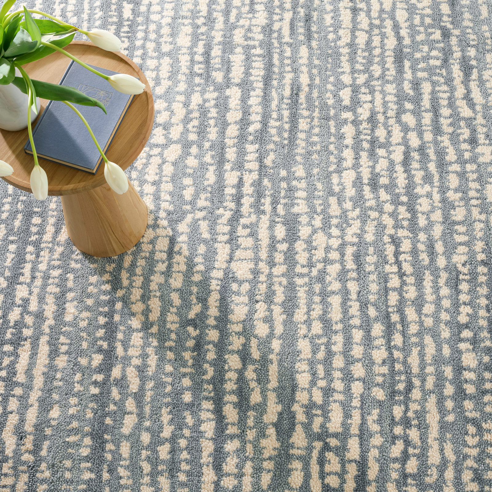 Shepherd Hand Knotted Wool Rug, Pewter Blue, Runner 2'6" x 8'