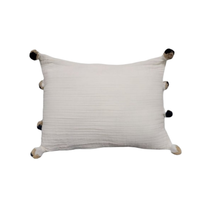 Petit oreiller uni LS Romy Muslin - 14 x 20 x 5 pouces (ensemble de 2), Ivoire ivoire