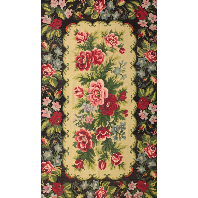 Tapis traditionnel vert / rouge / rose Alima, Rectangle 4 pi x 6 pi