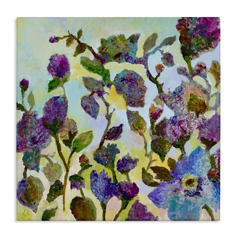 Toile abstraite à motif de tapisserie florale, design par Lee Ann Zirbes, H 17 po x l 17 po