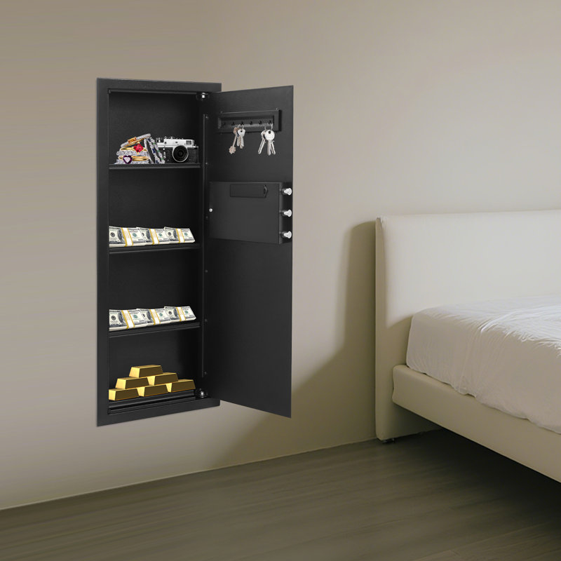 Coffre-fort de sécurité mural encastré robuste avec serrure numérique pour rangement de bureau personnel (H 39,37 po x l 14,57 po x P 3,94 po)