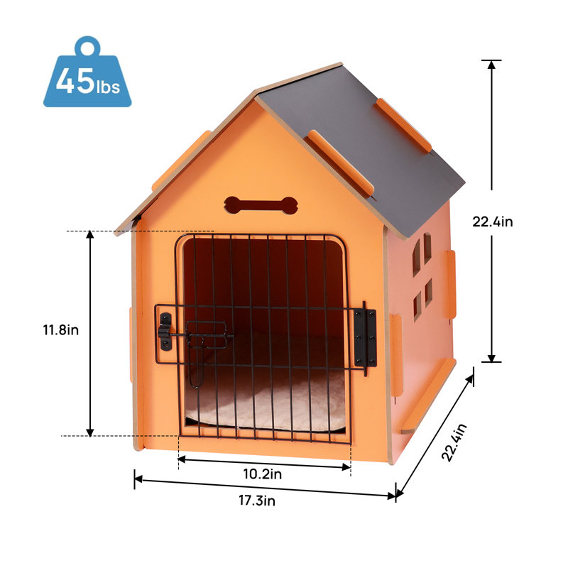 Niche pour chien en bois, Orange / noir