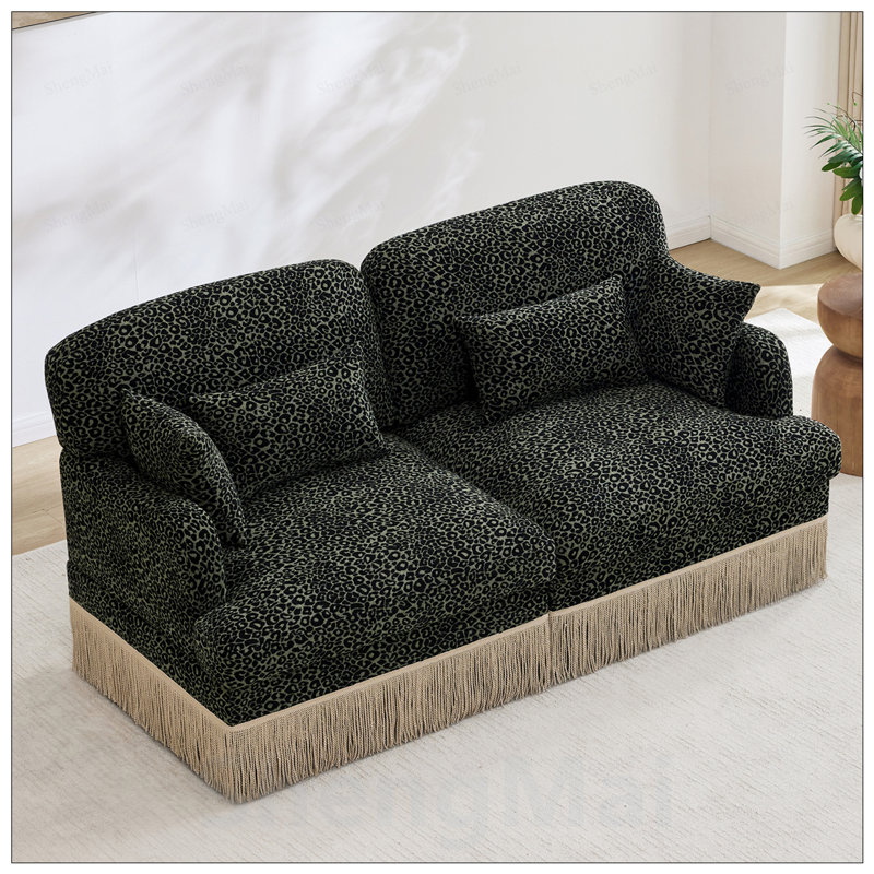 Canapé Comfy Chenille Leopard, Green/Black, 69.2" W