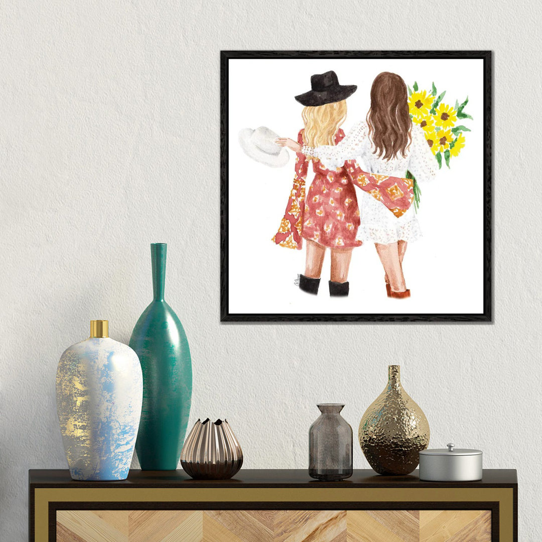 Beste Freunde mit Sonnenblumen von Style Of Brush - Gallery-Wrapped Canvas Giclée