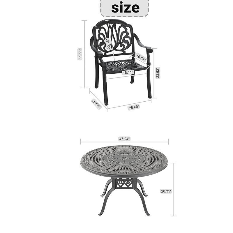 Mobilier de patio en fonte d'aluminium avec coussins, 4