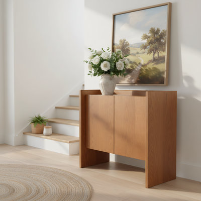 Rustic Walnut Buffet Cabinet, 33.9" Entryway & Dining Storage Sideboard