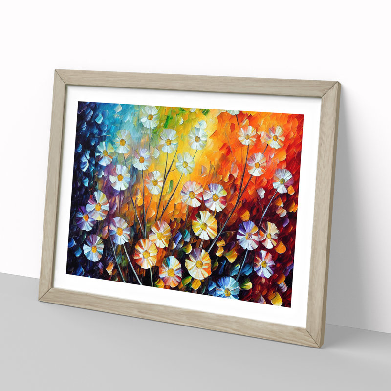 Mixed Flowers - Single Picture Frame Painting, 25cm H x 34cm W, Oak Framed
