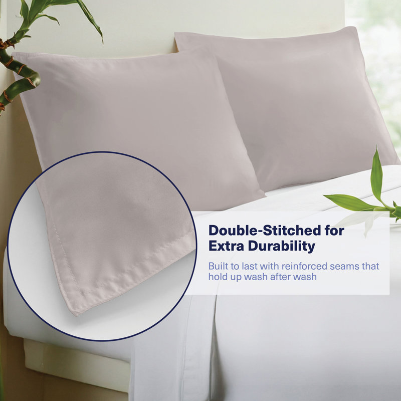 100% Viscose from Bamboo Pillowcases Only, 300 Thread Count, Hidden Zipper, Cooling Breathable, Bedding Pillow Covers for Hot Sleepers - Gift-Ready Packaging, PACK OF 2 (Gray Mist)