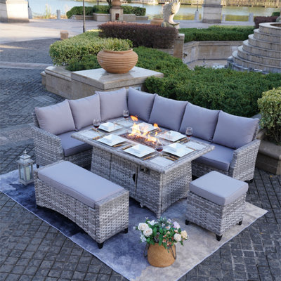 9 - Person Patio Conversation Set with Cushions