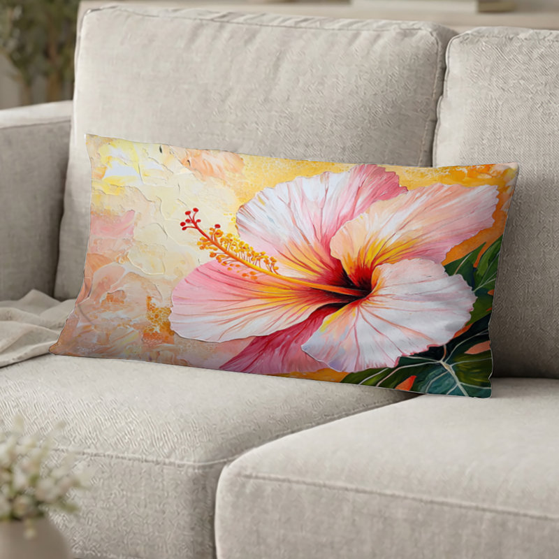 Coussin décoratif Hibiscus - Hibiscus Sunset In Hawaii, H 12 po x l 20 po