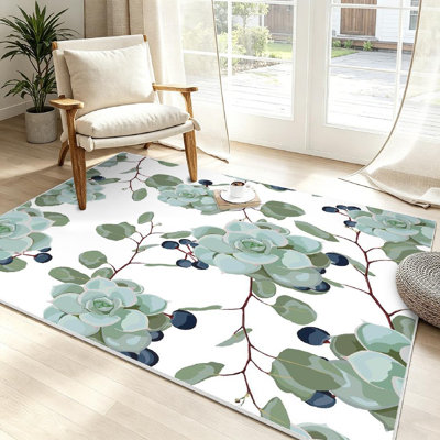 Tapis blanc délavé à la machine délicat d'eucalyptus et d'intérieur