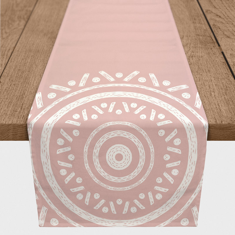 Belsy Rectangle Geometric Polyester Table Runner, 90" x 16"