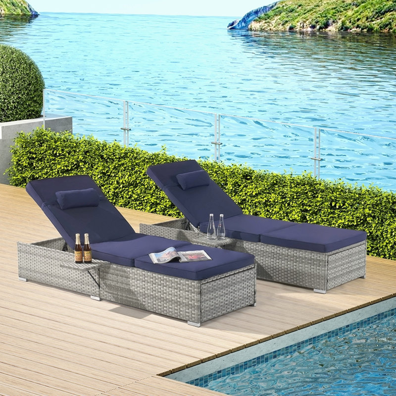 Canapé d'extérieur PE Rotin Furniture Deck Chair, Bleu