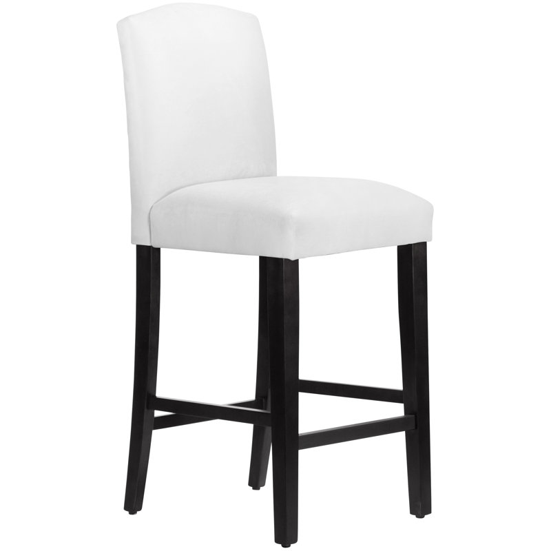 Tabouret de bar et de comptoir April, Tabouret de bar (siège d'une hauteur de 31 po), Velours blanc classique, Bois noir