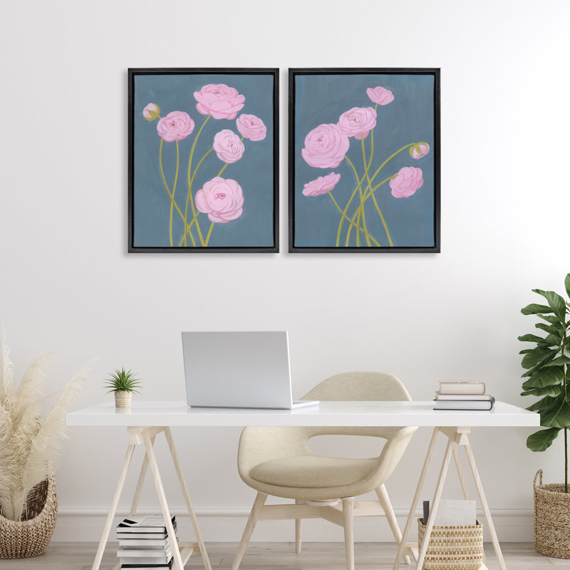 Cadre flottant Posies over Dusty 2pc, design par Grace Popp, H 21 po x l 17 po, Cadre flottant noir de jais