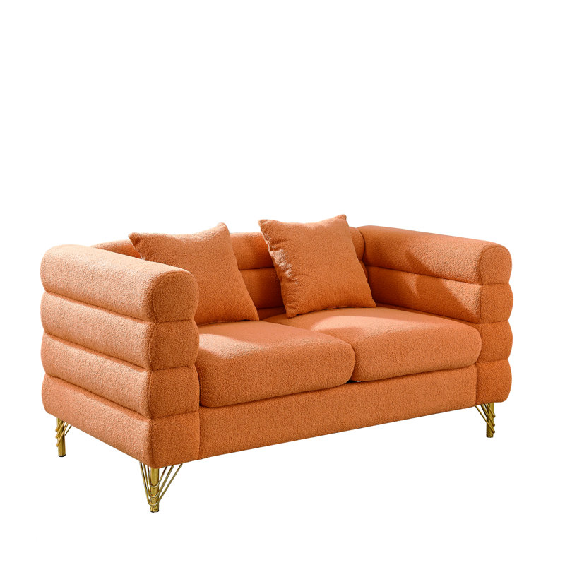 60Inch Oversized 2 Seater Sectional Sofa, Living Room Comfort Fabric Sectional Sofa-Deep Seating Sectional Sofa, Soft Sitting With 2 Pillows For Living Room, Bedroom, Office