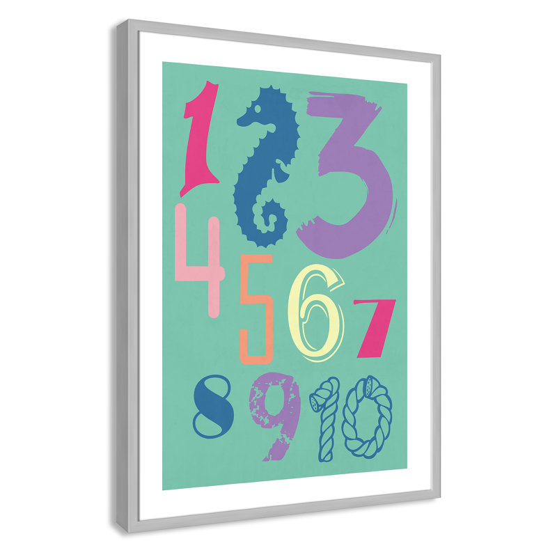 Décoration murale 123 pour enfants, H 35,5 po x l 25,5 po x P 1,19 po, Encadré de boîte argent