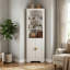 Grande armoire de coin cannelée Farmhouse avec tablettes ouvertes, l 15,75 po x H 68,9 po-1571591919