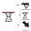 Table de salle à manger ronde en placage de chêne de 42 po - Plateau d'aspect bois massif, piédestal robuste en fer forgé, meuble de cuisine et coin-repas compact-722388302