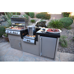 91" 3-Piece 4-Burner Propane/Natural Gas BBQ Grill Island