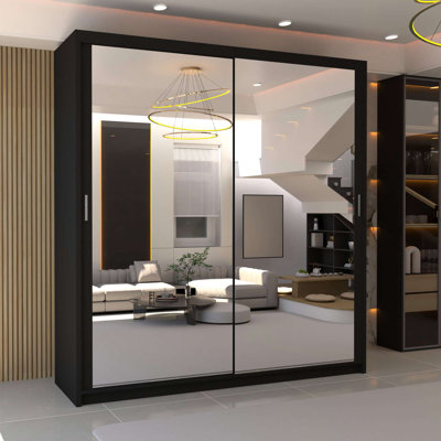 Elegent Carino Sliding Door Wardrobe with Mirror – Space-Saving Bedroom Storage in 6 Sizes & 6 Colours
