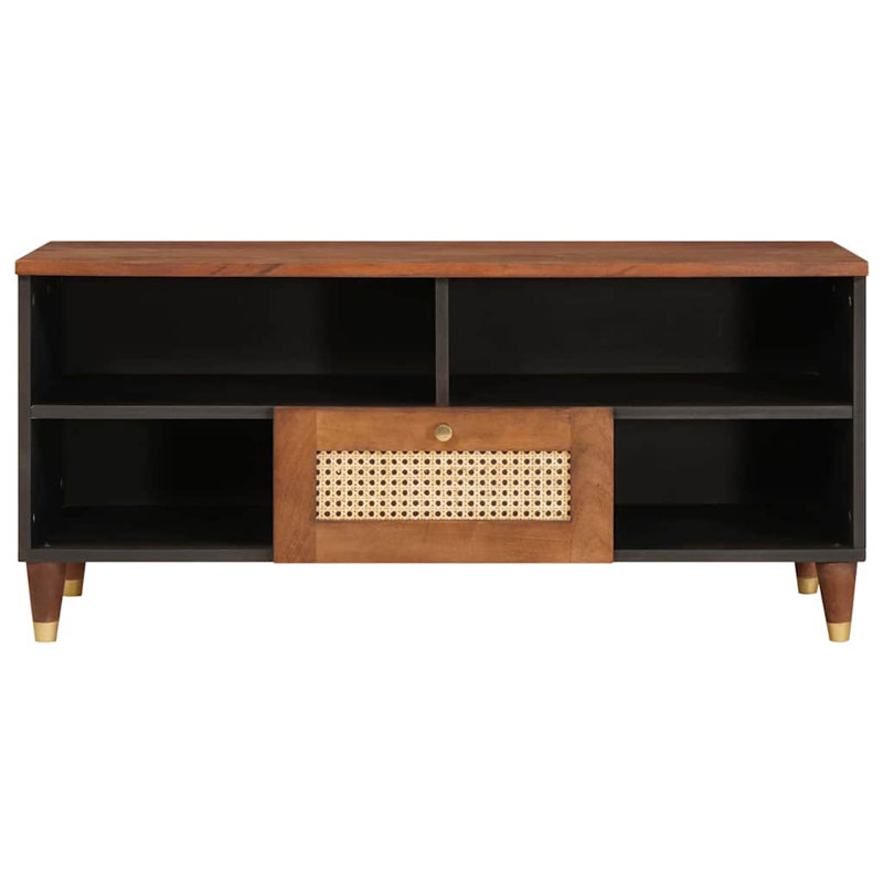TV Cabinet with Drawer with Shelf Brown Solid Mango Wood Living Room