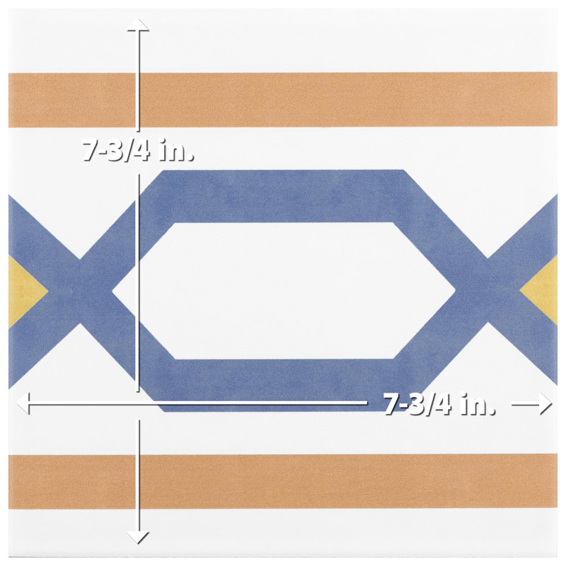 Revival 8" x 8" Ceramic Patterned Wall & Floor Tile