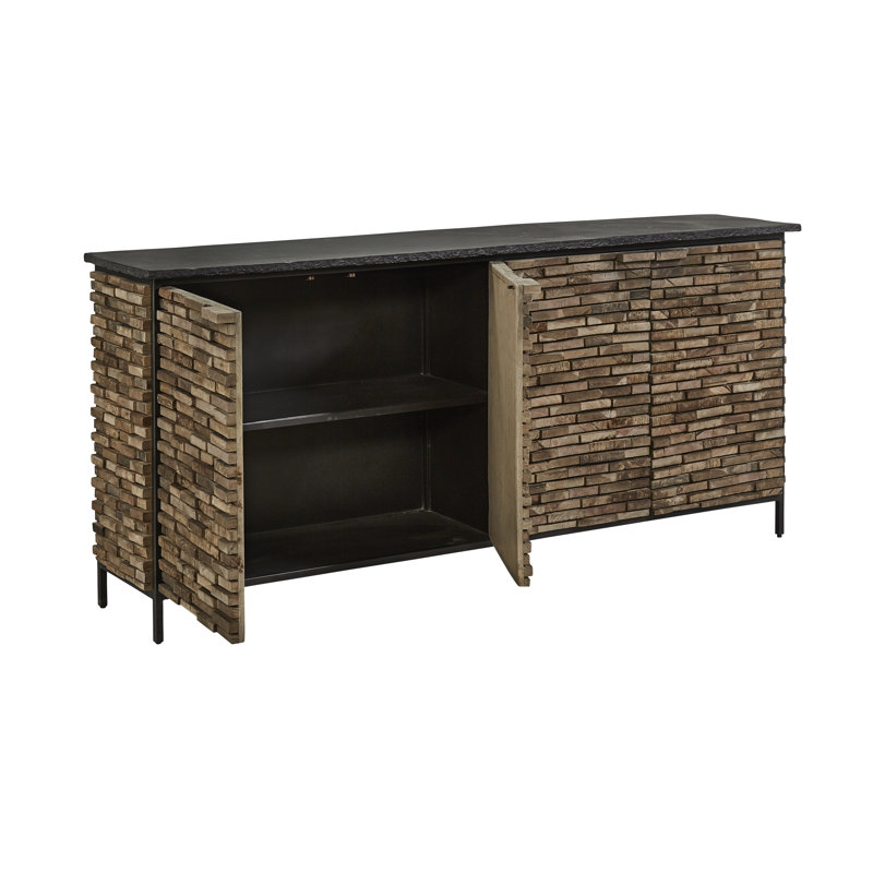 Buffet en bois massif d'orme de 79,25 po Aceta