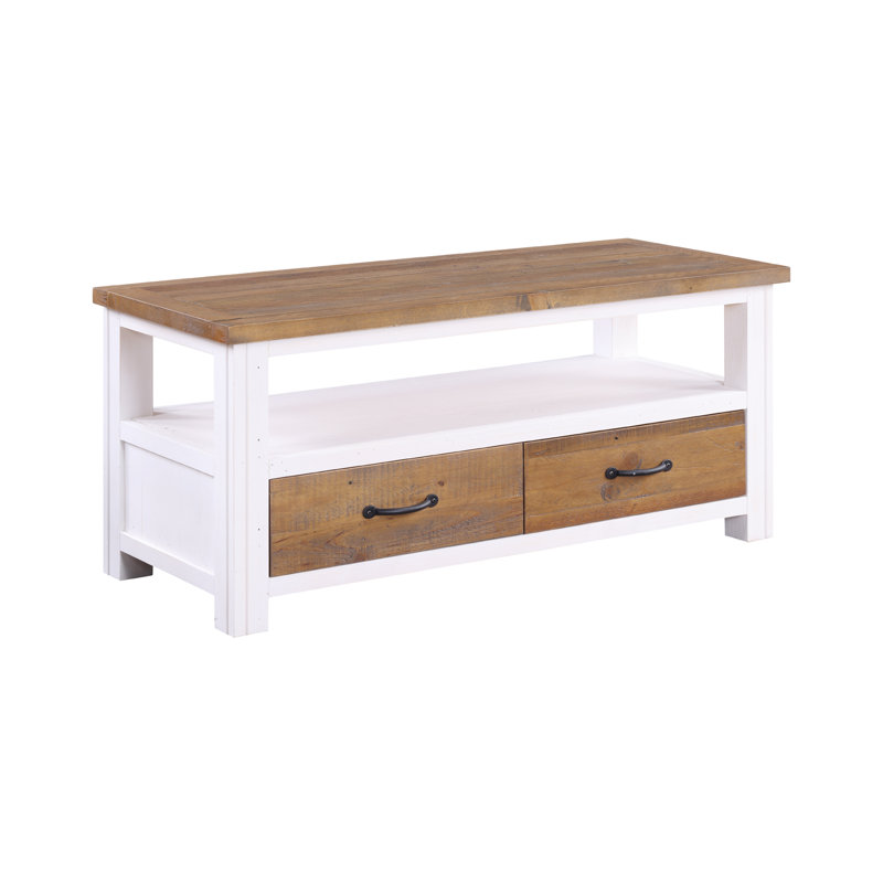 Splash Of White TV Stand, White/Natural , 47cm H x 110cm L x 45cm W
