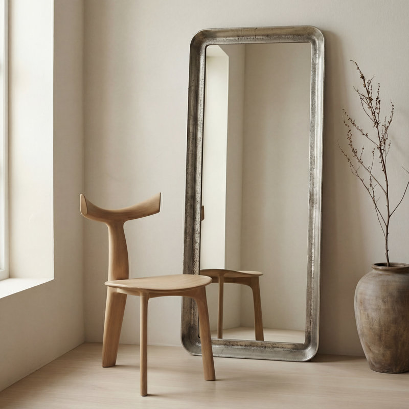 Vinod Wall Mirror, Vintage Silver