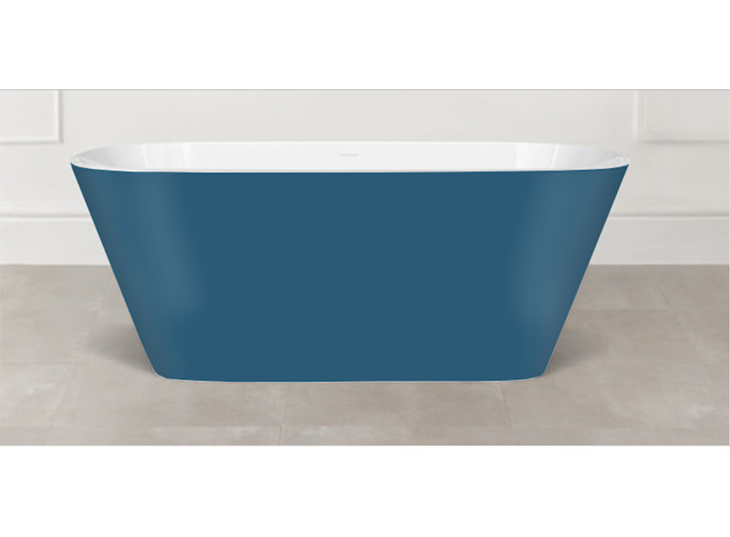 Painted Vetralla 58-3/4" X 29-2/8" Freestanding Soaking Bathtub In Volcanic Limestone With No Overflow Hole