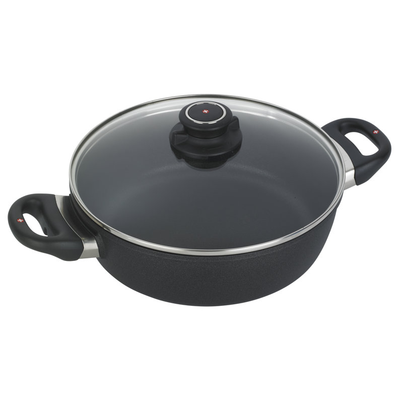 3.2 Qt Black Aluminum Non-Stick Induction Casserole with Lid