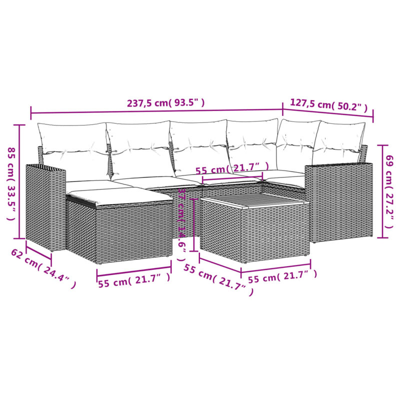 Ensemble de canapé de jardin Vidaxl gris