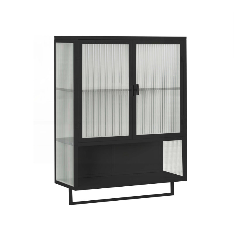 Buffet 23,62 "avec portes vitrées, Noir