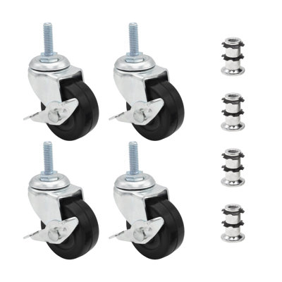 3/4in. Round Metal Double Star Caster Insert With Brakes