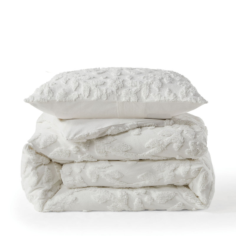 White Cotton Chenille Laurel King Comforter Set