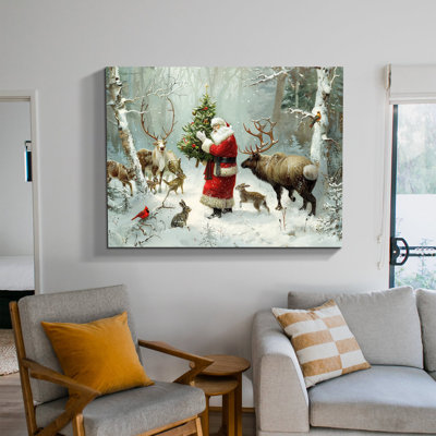 Christmas Canvas Wall Art, Country Christmas Wall Art Decorations For Home Living Room Decor