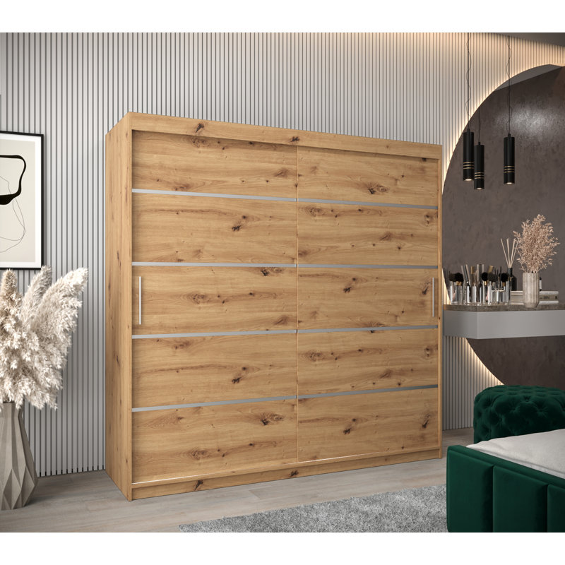Livnat 2 Door Manufactured Wood Wardrobe, Oak Artisan