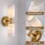 Aleinah 14" Modern White Alabaster Marble Bathroom Vanity Wall Sconces-951632879
