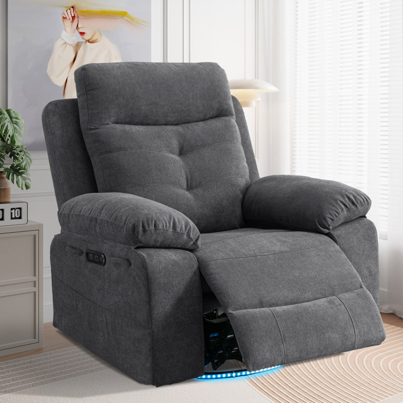 Fauteuil coulissant et pivotant gris de 270 degrés avec haut-parleur Bluetooth, Gris foncé