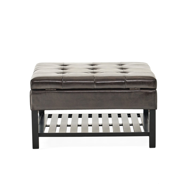 Brown Square With Practical Storage And Bottom Rack - Leather Fashionable Pu