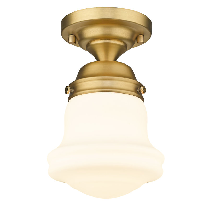 Luminaire suspendu semi-encastré en verre Neriah, Laiton héritage, H 9 po x l 6 po